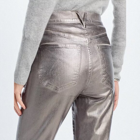 Veronic Beard Carson Metallic High Rise Flare Jeans in Light Gunmetal Size 30 - Picture 4 of 15